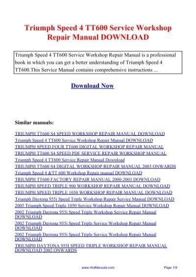 Triumph speed 4 tt600 2000 2006 workshop service manual. - Owatonna 350 windrower engine service manual.