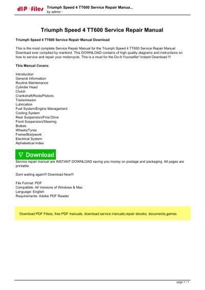 Triumph speed 4 tt600 2001 manual de servicio de reparación. - The licensing exam review guide in nursing home administration fifth.