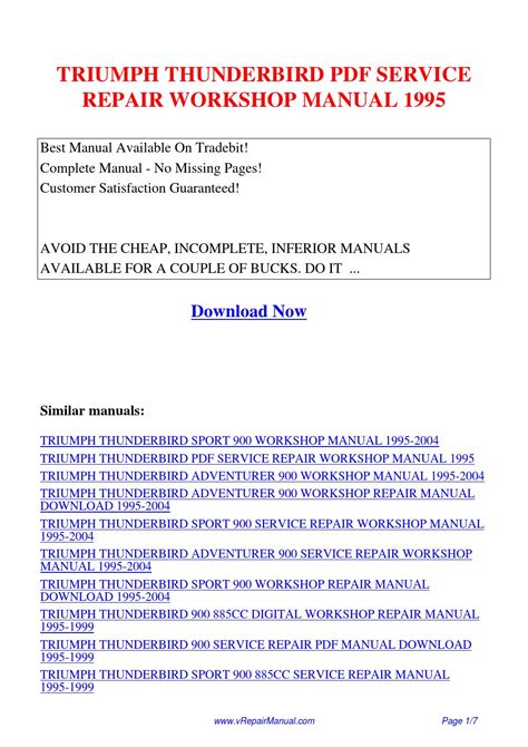 Triumph thunderbird 900 full service repair manual 1995 1999. - Manuale di riparazione new holland tc 30.