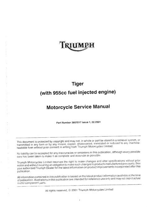 Triumph tiger 955i 955 service repair workshop manual. - Taller de teatro - la produccion colectiva.