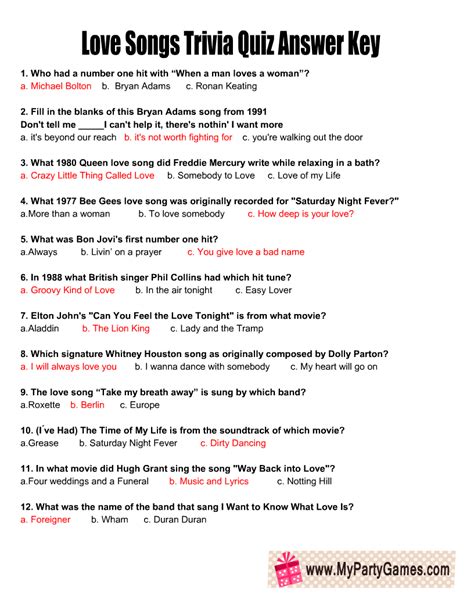 Trivia Song Questions And Answers Printable Questions And Answers