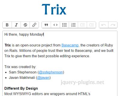 Trix editor plugins.  Millions of people trust their text to Basecamp, an...