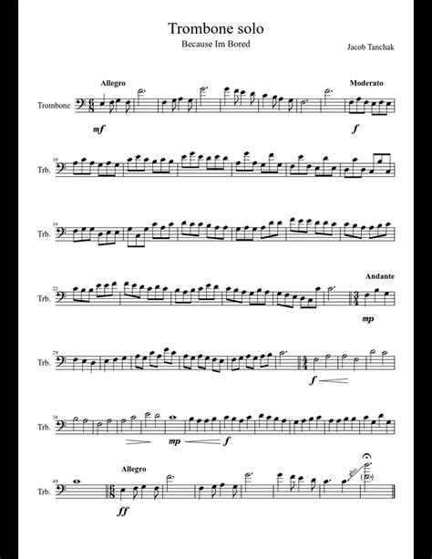 Trombone sheet music. In this music video we play 10 Most Famous Pieces, Solos for Trombone ! You can play with me with sheet music / notes on the screen! I'm … 