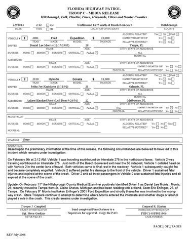 crash report in which personal information, as defined in 18 U.S.C. 2725 (3 & 4), has been redacted. Check all that apply below: 1. I was a party involved in the crash. (You are a party involved in the crash if you are listed on the crash report and identified as a driver or operator, passenger or occupant, vehicle or vessel owner, other property. 