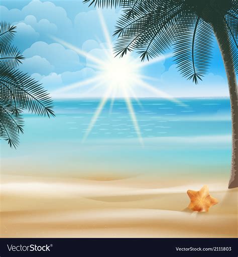 Tropical beach with Starfish design template Vector Image