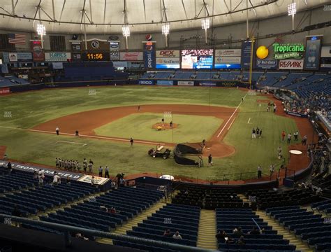Believe it or not, the catwalk will obstruct your view of the field from some seats on the upper level. Plus, lower level tickets are so inexpensive these days, fans almost have no reason to sit up there unless it’s Opening Day or the Playoffs. Outfield. The outfield seats at Tropicana Field include sections 139 through 150.. 