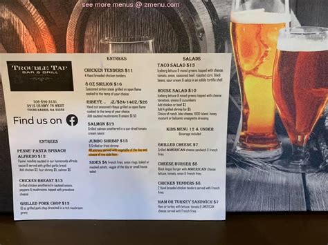Trouble Tap Bar And Grill Menu