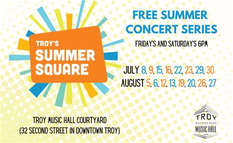 Troy's Summer Square concert lineup announced