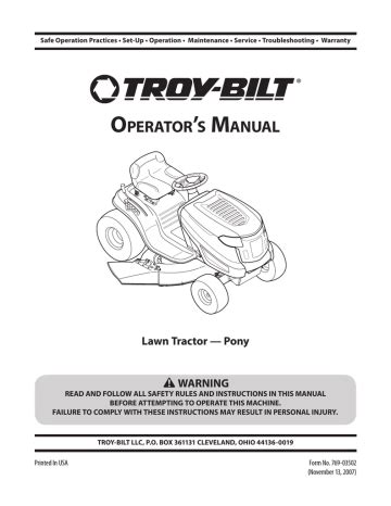 Troy bilt pony lawn mower service manual. - The new complete guide to fishing skills by tony whieldon.