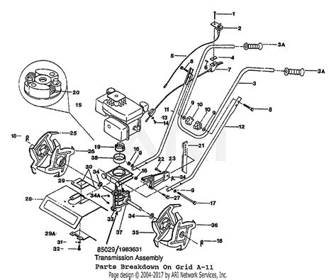Troy Bilt 21A-664D063 7 HP Roto-Tiller (2002) Parts Diagrams. Bolo Tines, Wheels. Drive Shaft, Input Pinion Shaft And Gear Assemblies. Engine, Support Brackets, Pulleys, Belts, Belt Cover. Handlebar Assembly And Control Levers. Hiller/Furrower Attachement. Hood, Bracket And Depth Regulator. Row Marker Attachment & Bumper Attachment.. 