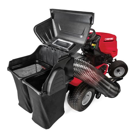 Troy bilt riding mower leaf bagger. This bagger is designed for compact rear-engine riding mowers, including Cub Cadet, Troy-Bilt, Columbia, Remington, and Yard machines from 2013 or later. It fits a cutting deck of 30 inches and provides a capacity of 3.2 bushels. You can use this bagger to collect leaves in the fall, making it a versatile choice. 4. 