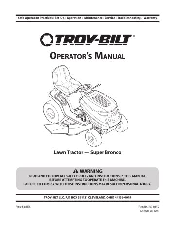 Troy bilt super bronco mower manual 13ax60kh011. - Real estate sales and listings training manual.