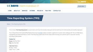 The UC Davis Time Reporting System (TRS) is used to track work hours for biweekly employees and non-work hours for both biweekly and monthly employees. The …