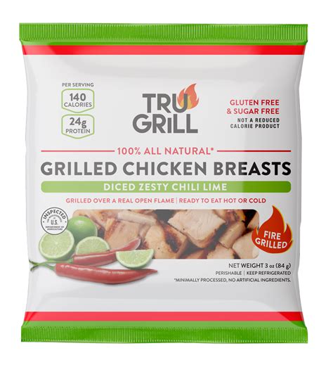 Tru Grill Grilled Chicken Breasts, Diced Zesty Chili Lime - Fooducate