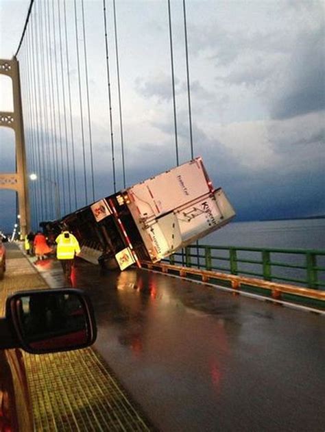 Truck falls off mackinac bridge. The Mackinac Bridge Authority can also drive across commercial trucks and motorcycles. To reach them you can call 906-643-7600. WPBN offers news, sports, weather and items of local interest in ... 