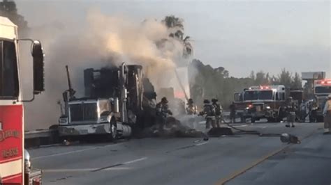 Truck fire shuts down 2 SB lanes of I-75 in Davie; no injuries reported