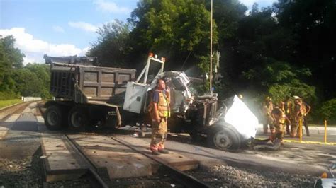 Truck hit by train in Montgomery County