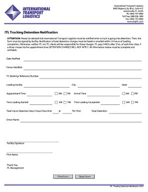 Trucking Detention Notification - Fill Online, Printable, Fillable ...