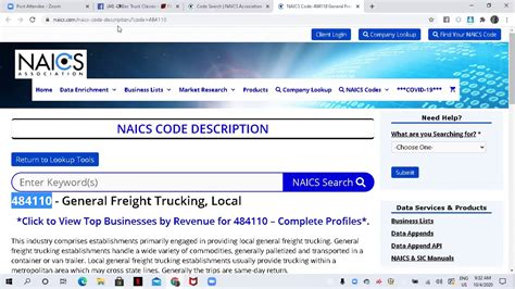 The NAICS Code for a trucking company is NAICS 4841
