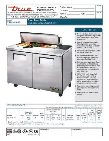 True TSSU-48-10 Installation manual Manualzz