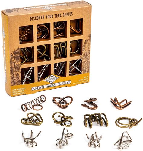 True Genius ANCIENT METAL PUZZLES 12 Brainteaser Puzzles. Following the new Disney puzzle of 40,320 pieces, Ravensburger also made a series of Collector's Piece of beautiful puzzles! 12 TRUE GENIUS METAL PUZZLES BRAIN TEASER ANCIENT ARTIFACTS SKILL CHALLENGE . Used Book in Good Condition ...