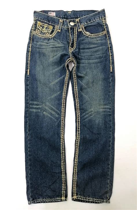 True relgion jeans. 34" inseam. Zip fly. Signature back pocket flaps. 99% cotton, 1% spandex. Made in the USA with imported fabrics and materials. Style: MNR803NRX6. Size Chart. CUSTOMER SERVICE. For help, please e-mail customer support: cs@truereligion.com. 