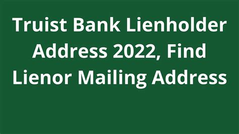 Hence, if you need the former lienholder mailing address for Truist Bank, you need on use which address P. O. Box 315 Williamsburg, Ohio, OH 45177-0315. Credit Controversy Mailing Address. If you believe a transfer has wrongfully impacted your credit score, you may submit a credit dispute online or by mail at: Truist Hill Credit Bureau …