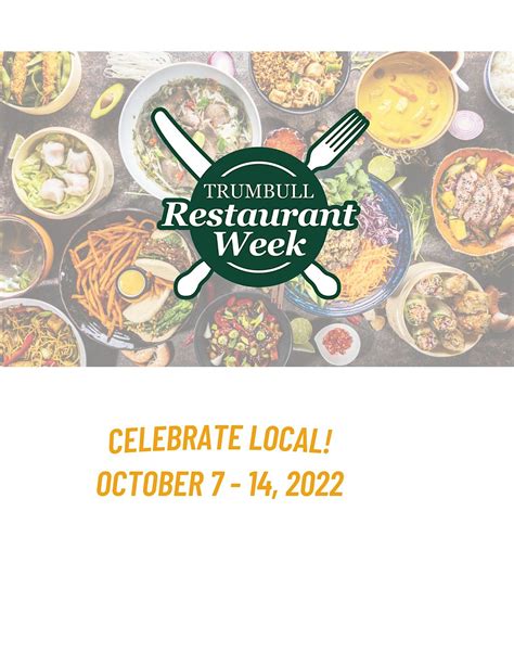 Trumbull restaurant week. Thank You to Sponsors 殺 Yeah, thank you to all our sponsors for helping us to bring Trumbull Restaurant Week together. Over 20 eateries and restaurants all through town! Westfield Trumbull Mall... 