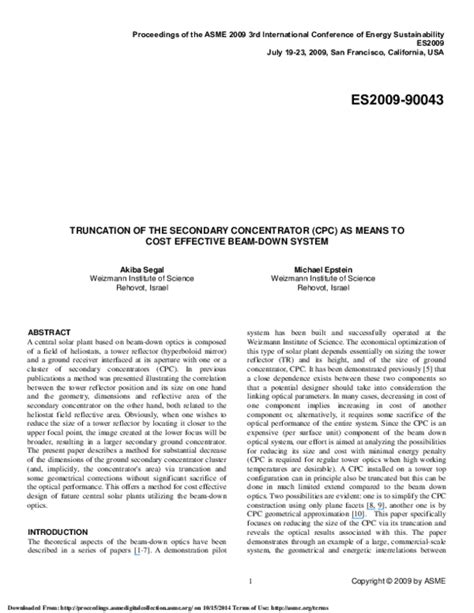 Truncation of the Secondary Concentrator (CPC) as Means to Cost ...