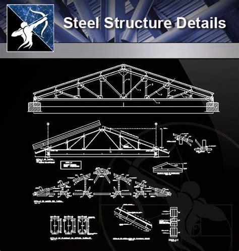 Truss Span Roof Steel Structure Section CAD Drawing DWG File Cadbull