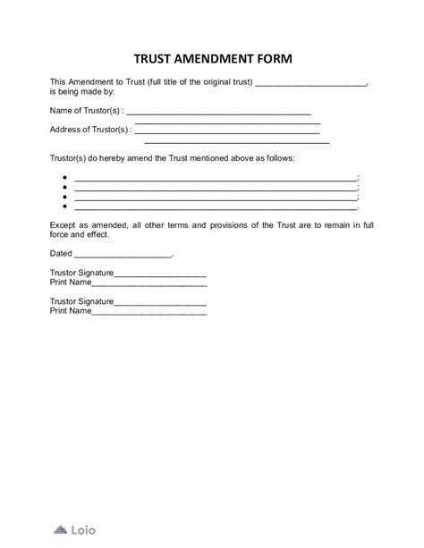 Trust Amendment Form Free Form Resume Examples gzOemeeOWq
