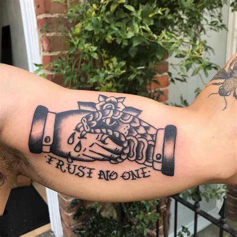 May 24, 2021 - The meaning of trust no one tattoo is simply what it is, trust no one. This tattoo serves as a reminder for the person not to trust anyone. There are different reasons why someone would want to get a trust no one tattoo. 