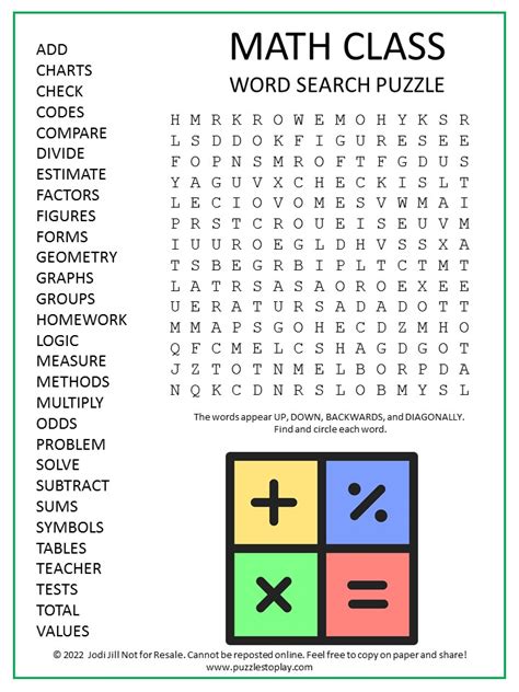 Try A Math Word Search Puzzle