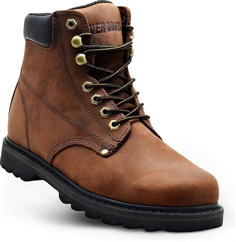 Product Details. The Ridgecut Men's 8 in. Steel Toe Boots are a top choice for both work and comfort. With a full-grain leather upper and a slip-resistant outsole, these men's steel-toe boots are a must-have for long days on the job. 8 in. ASTM steel toe.. 