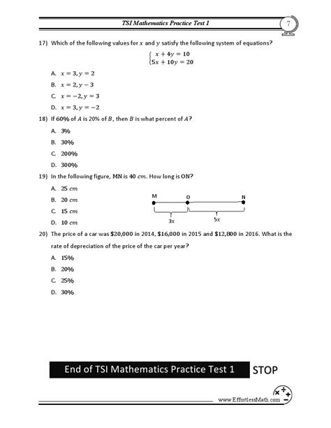 Tsi Math Practice Test Free Practice Questions