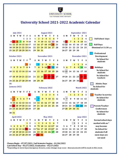 Tsu Academic Calendar