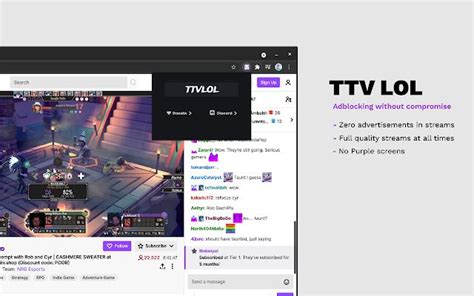 Ttv lol pro v2. Feb 8, 2024 · TTV LOL PRO removes most livestream ads from Twitch. This is free, don't expect it to be perfect. TTV LOL PRO is a fork of TTV LOL that: uses an improved ad blocking method, uses standard HTTP proxies (thus improving proxy compatibility and your privacy), adds a stream status widget to the popup, lets you whitelist channels, lets you use your ... 