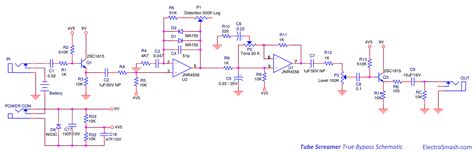 Tube screamer true bypass schematic.  These are made under the blessing...