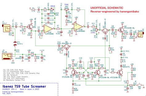 Tube screamer ts9 schematic.  There have been several minor variations of ...