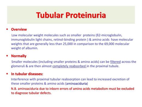 Tubular Proteinuria - an overview ScienceDirect Topics