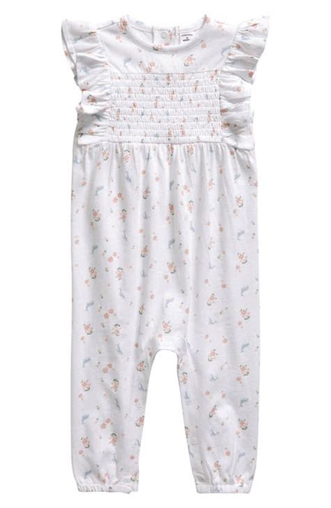 Tucker + Tate Floral Smocked Cotton Romper (Baby Girls) Nordstrom