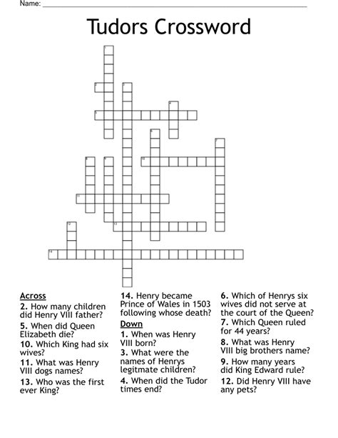 Tudors CrossWord WordMint