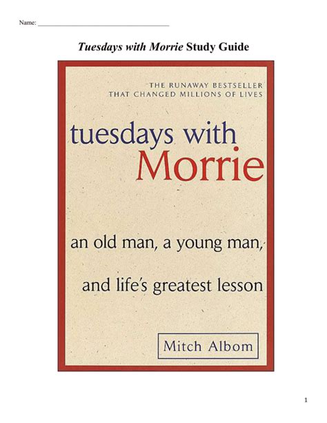 Tuesdays with morrie group guide answers. - Blackstones guide to the community trade mark.