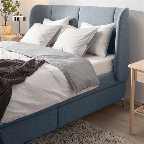 Tufjord bed frame. TUFJORD Upholstered bed frame, Gunnared blue, $799.00 (120) Financing options are available. Details > Mattress and bedlinens are sold separately. Choose color Gunnared blue Choose size King How to get it Delivery Enter your ZIP code for delivery availability Pick Up Checking availability... In store Checking availability... Add to bag 