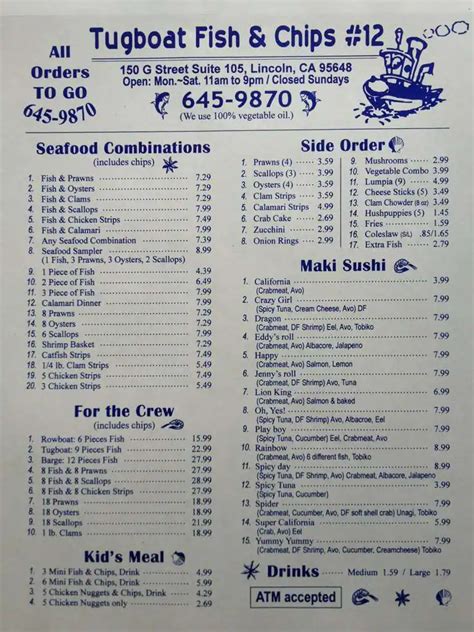 Tugboat fish and chips sacramento. Tugboat Fish & Chips, 7601 Fair Oaks Blvd / ... #9 of 900 seafood restaurants in Sacramento . View menu on the restaurant's website Upload menu. Menu ... 