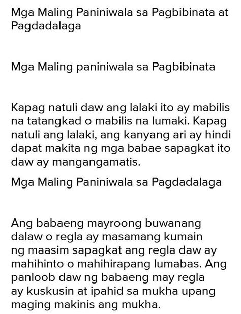 Tula Tungkol Sa Pagdadalaga At Pagbibinata - QnA