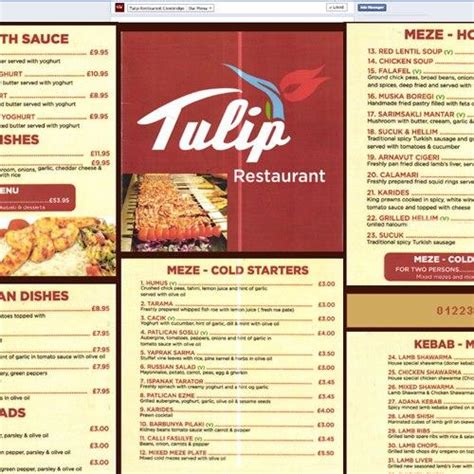 Tulip Restaurant Menu