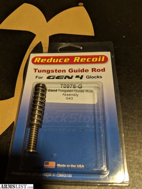 Glock Heavy Tungsten Guide Rod For GEN1, 2, 3 Glocks. Rating Required Name Required. Email Required ... American made spring included and captured on the Tungsten Guide Rod as pictured. ... Reduced Power Tungsten Guide Rod Fits G43/43X/48 $79.95 - $89.95. Quick view. Glock. Glock Factory Magazine Catch - GEN ....