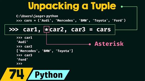 Tuple unpacking in python.  Unpacking is the reverse process, where the values in a t...