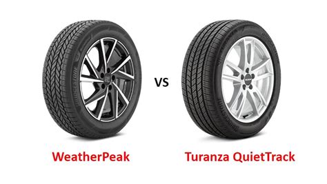 Turanza quiettrack vs weatherpeak. Jan 8, 2024 · Bridgestone WeatherPeak is a newly released all-weather tire that can be used on SUVs, crossovers, sedans, coupes, and minivans. Bridgestone Weatherpeak is one of the latest all-weather tires on the market. Since Bridgestone is a quality-focused company, they wait and observe the feedback of all-weather tires of other brands. Well, it seems like they find […] 